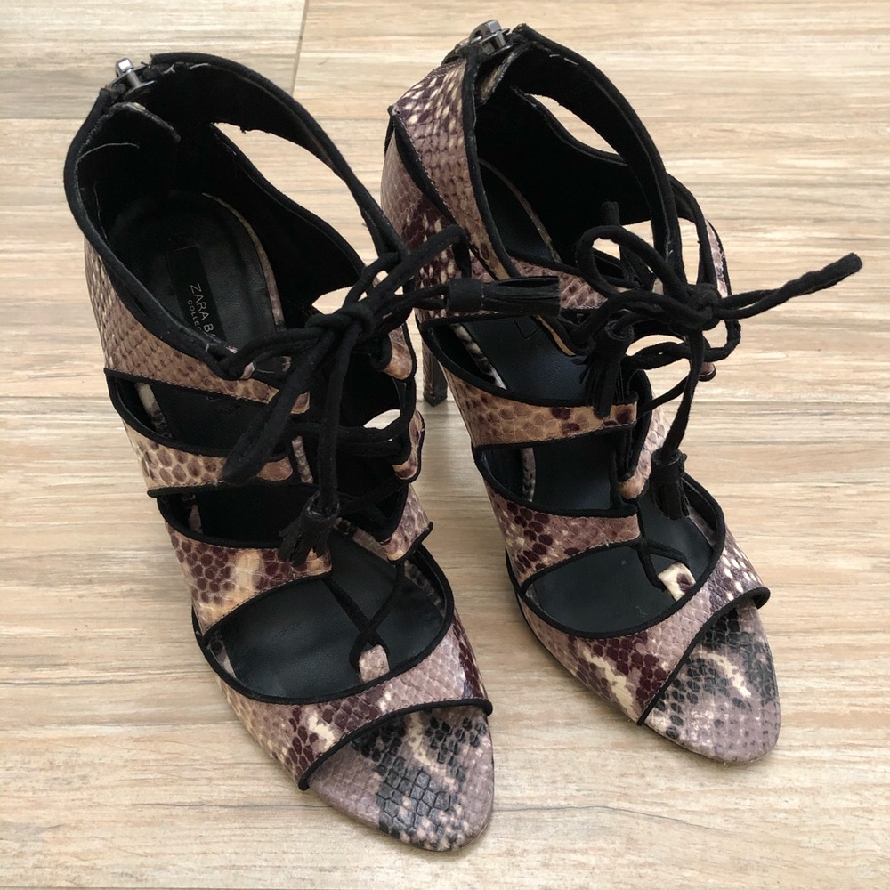 Zara Basic Collection Snake Print Heel - image 4